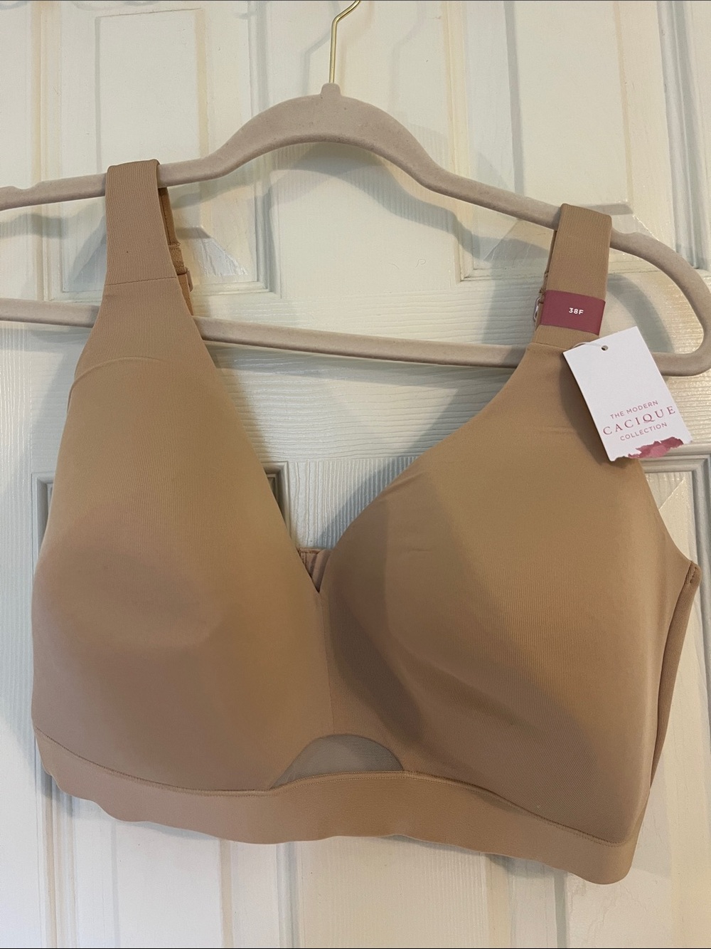 Cacique Wireless Beige Adjustable Bra NWT  38F